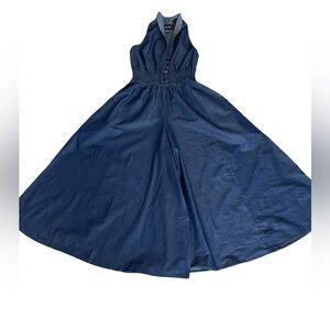 Step In Step - Women's Halter Blue Jeans Jumpsuit,
 Color: Dark Wash Sz:Large